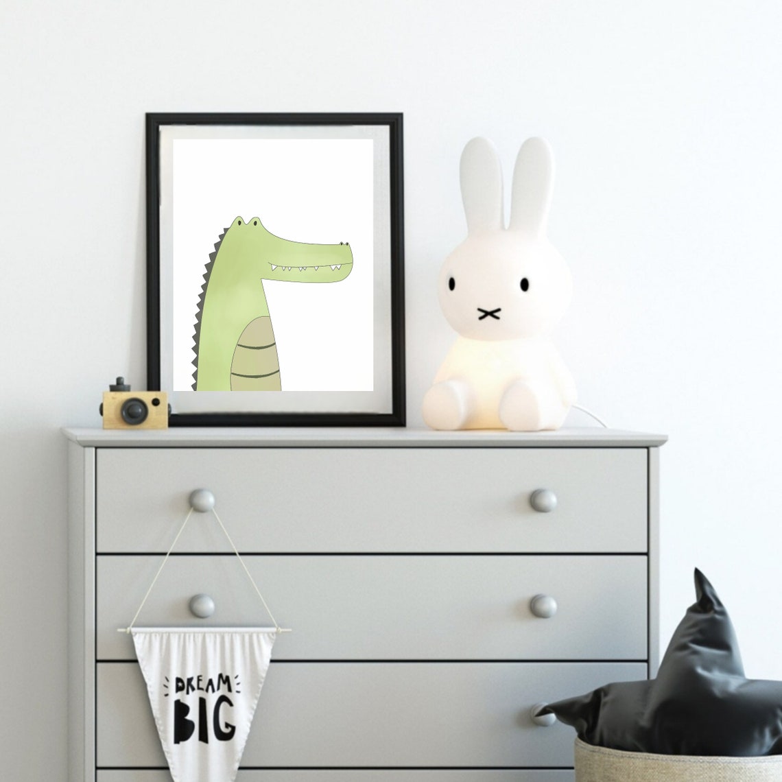 Cheerful Green Alligator Cartoon Safari Nursery Decor Poster - Image 2