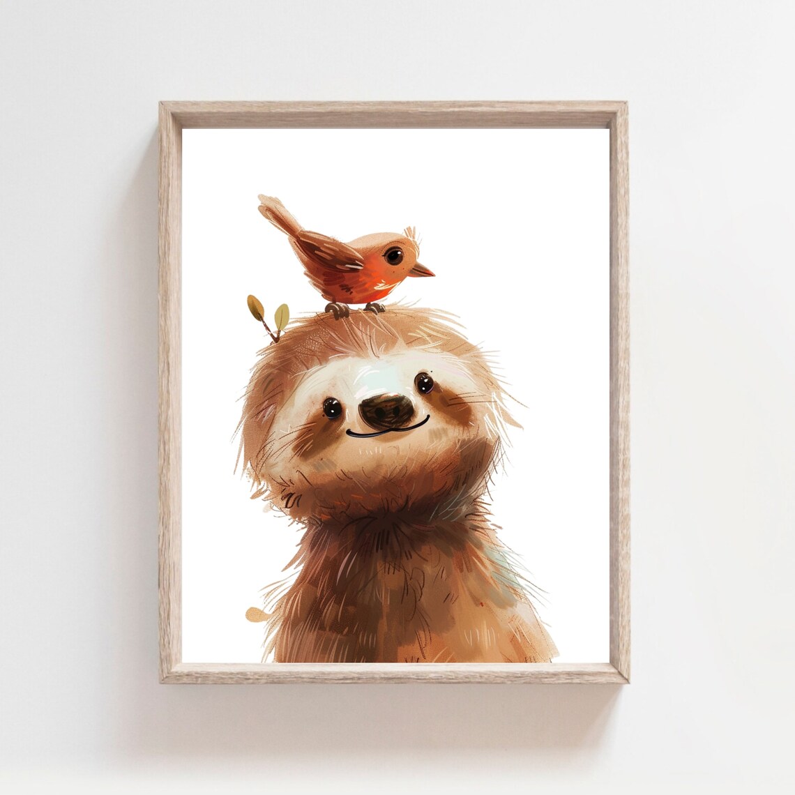 Sloth Watercolor Nursery Art Print, Baby Animal