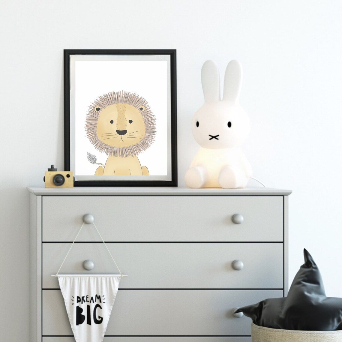 Smiling Lion Face Cute Safari Nursery Kids Room Wall Art Decor