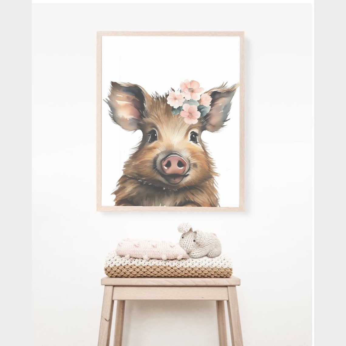 Baby Warthog Wall Art Wild Boar Pig Poster Safari Nursery Decor Floral Animal Prints Animal Prints Girls Nursery Girls Room Poster - Image 2