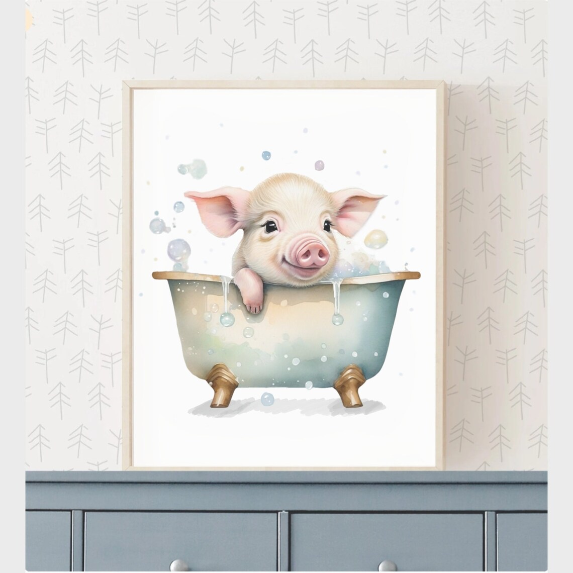 Adorable Cow Face Portrait Teal Background Farm Animal Poster - Image 3