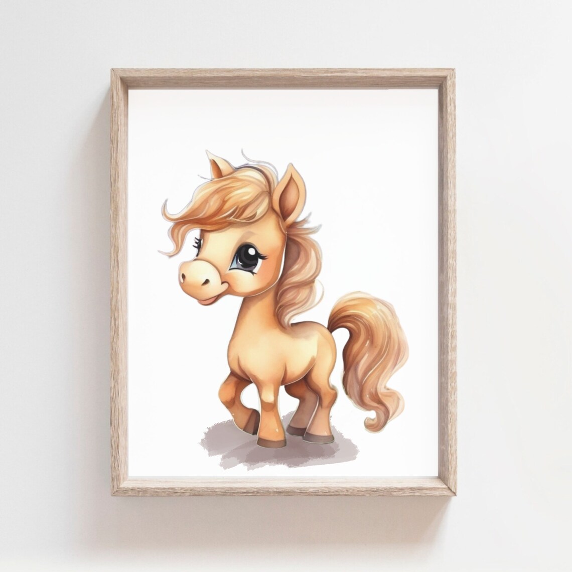 Adorable Baby Horse Foal Cartoon Nursery Farm Animal Art Poster