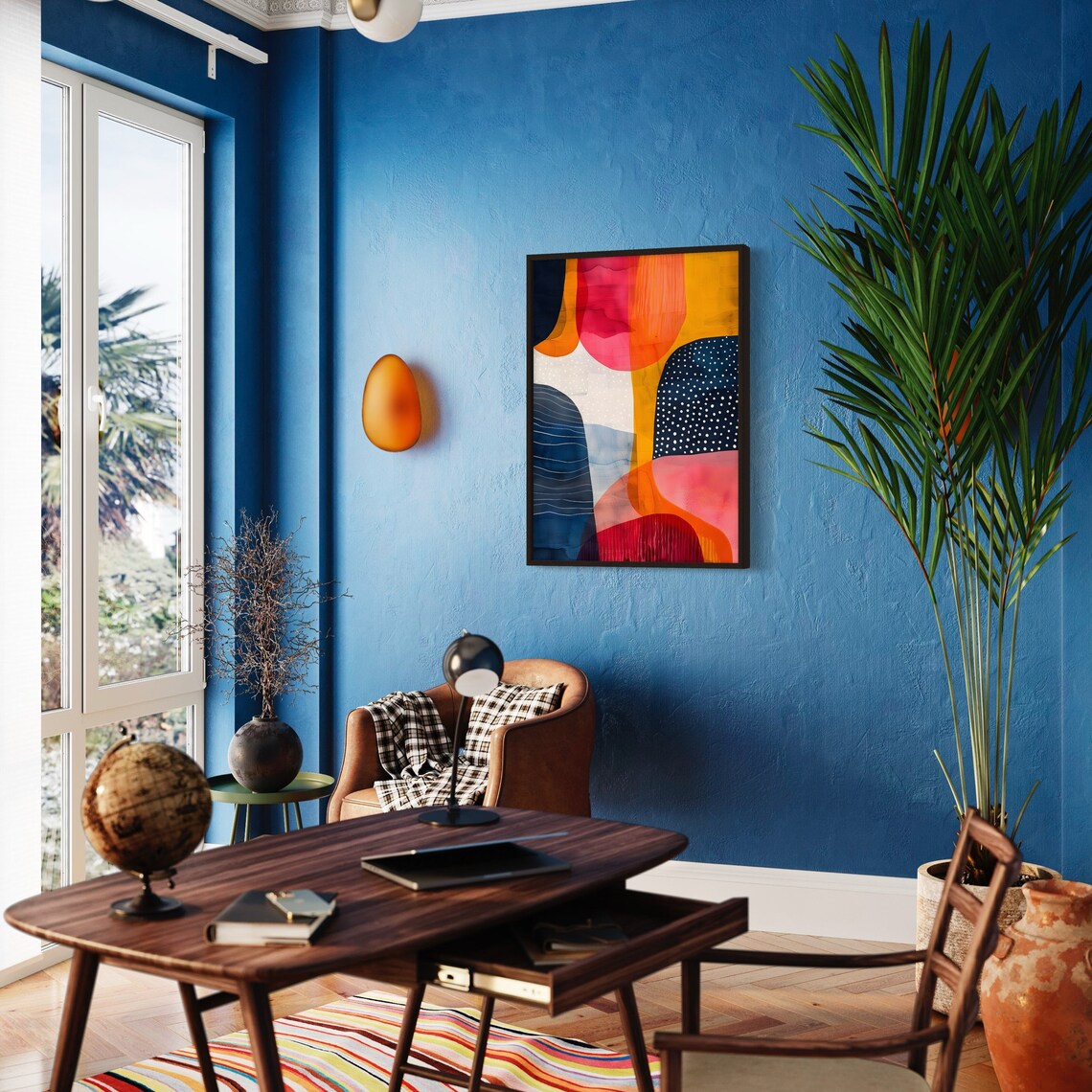 Colorful Geometric Abstract Shapes Dots Mid Century Modern Art Print - Image 2