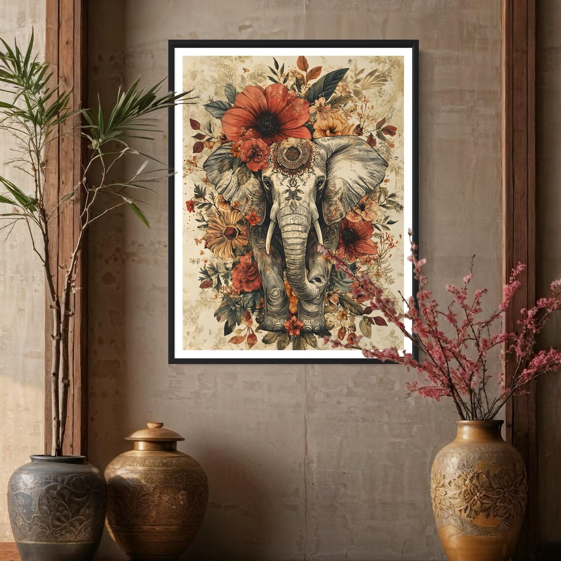 Mandala Elephant Boho Spiritual Art Print, Safari Theme - Image 3