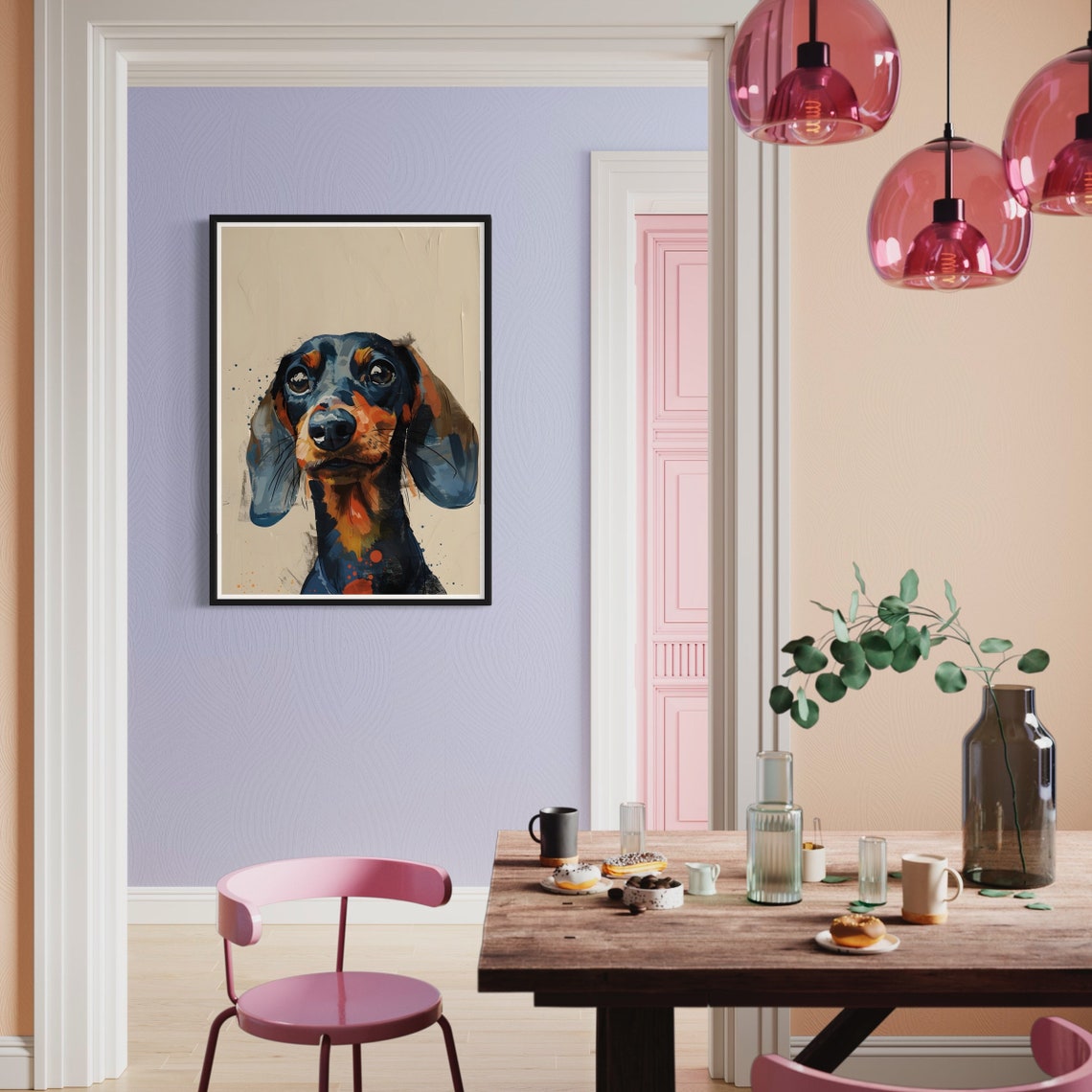 Dachshund Print Black Sausage Dog Painting Cute Dog Artwork Miniature Dachshund Wiener Doxie Decor Dog Lover Gift Dachshund Gifts Wall Art - Image 3