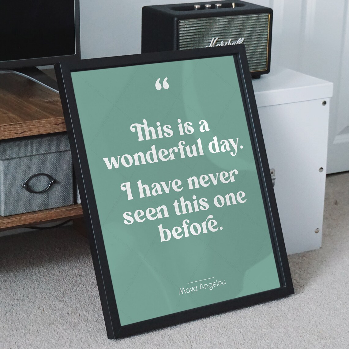Maya Angelou Wonderful Day Quote Print Sage Green Retro Typography Poster - Image 2
