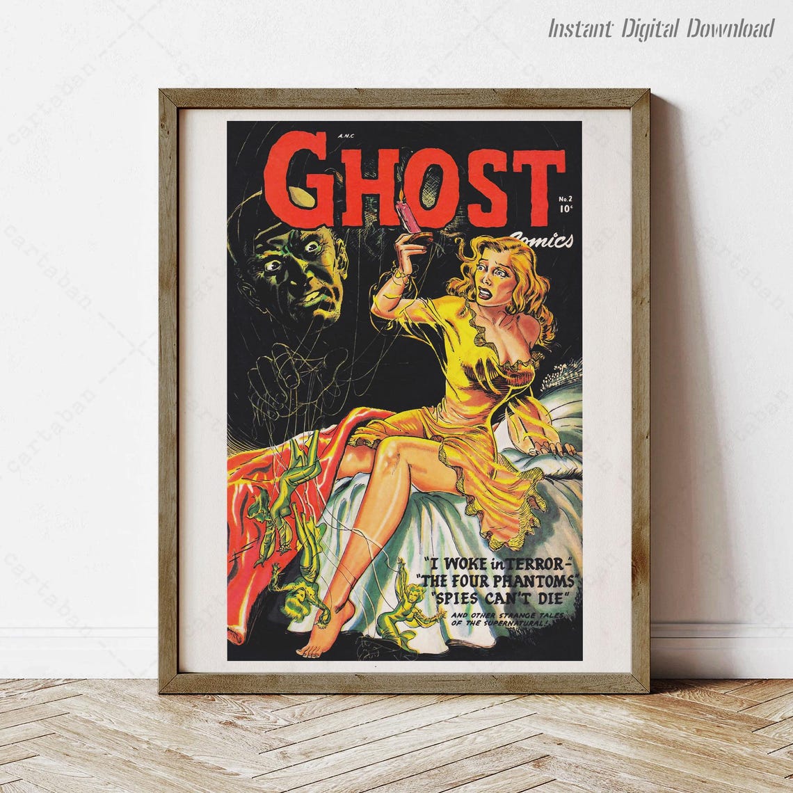 Ghost Comics No 2 Cover Horror Comic I Woke In Terror Vintage Poster