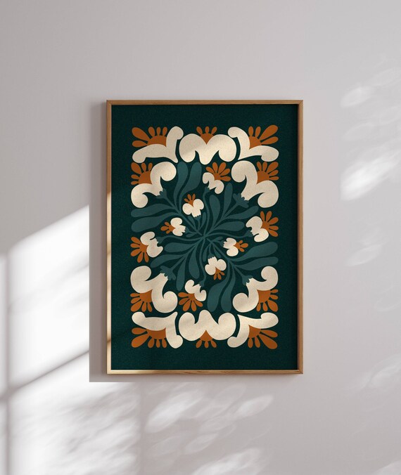 Groovy 70s Flower Poster, Retro Matisse Decor