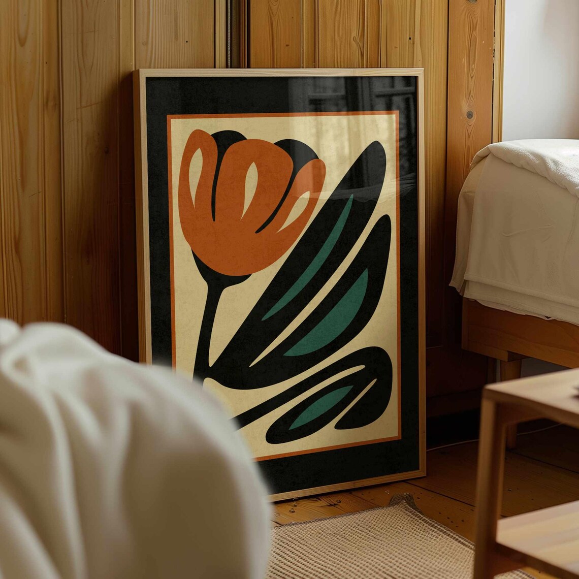 Retro Floral Abstract Tulip Mid-Century Poster