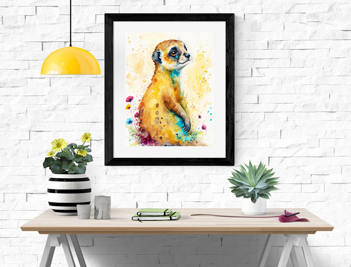 Watercolor Meerkat Art Print, Wildlife Illustration - Image 2