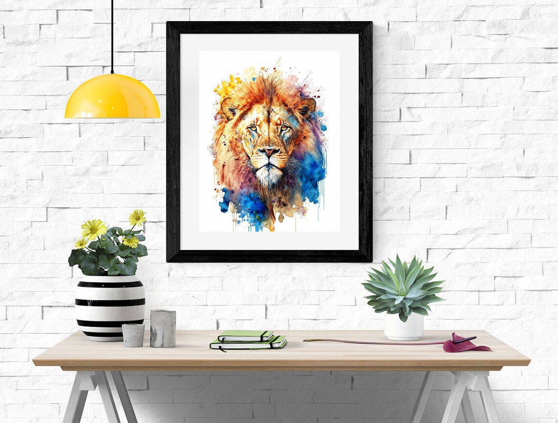 Lion Watercolor Art Print, Nursery Animal Decor - Image 2