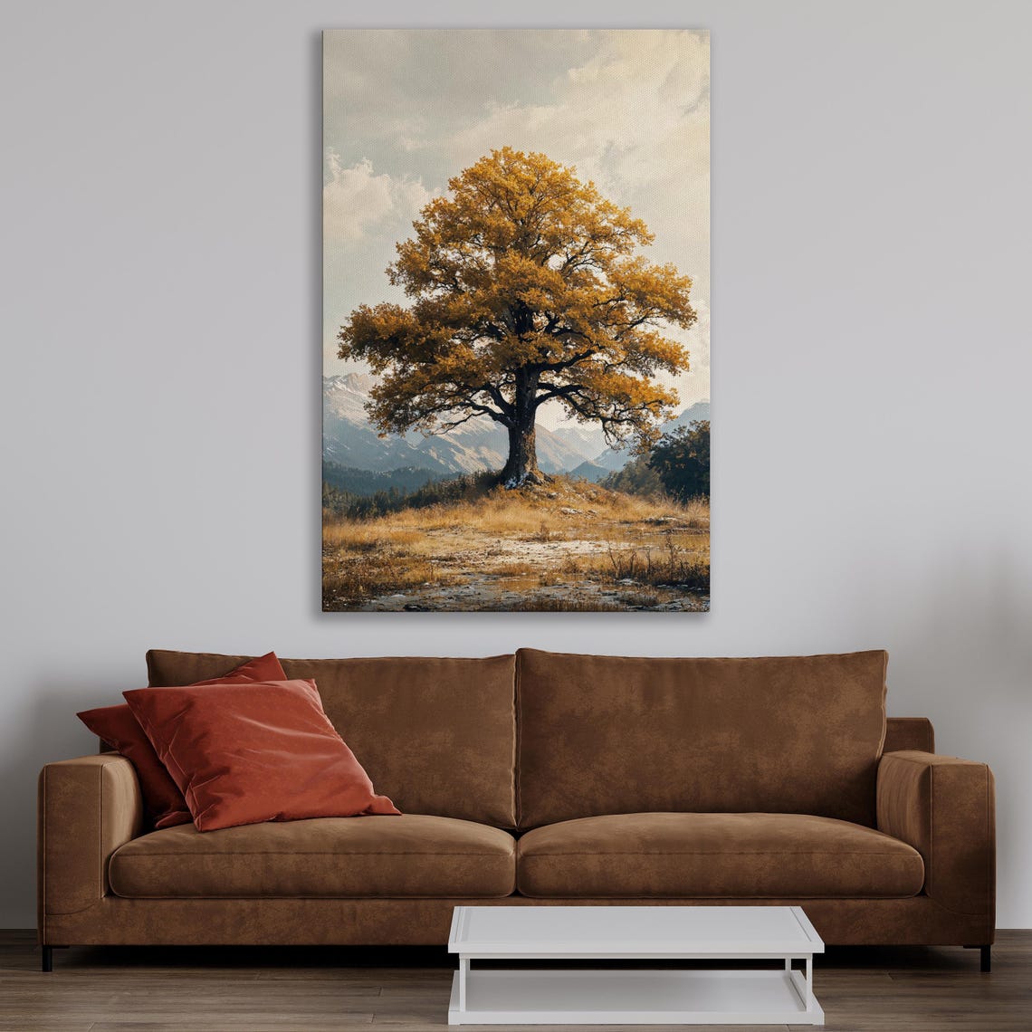 Majestic Autumn Oak Tree in Mountain Landscape Fall Season Poster - Image 4