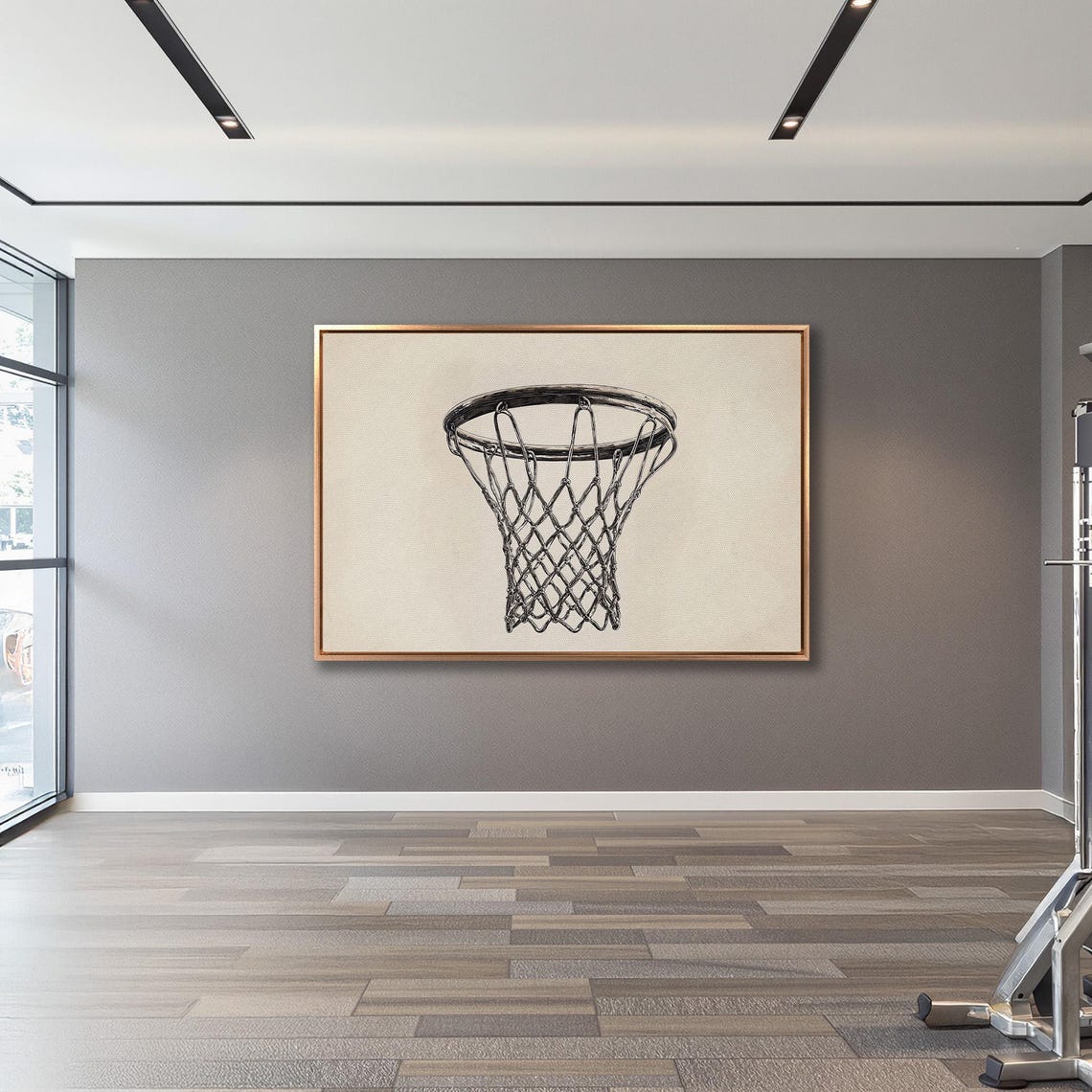 Basketball Hoop Pencil Sketch Black And White Sports Decor Poster - Image 3