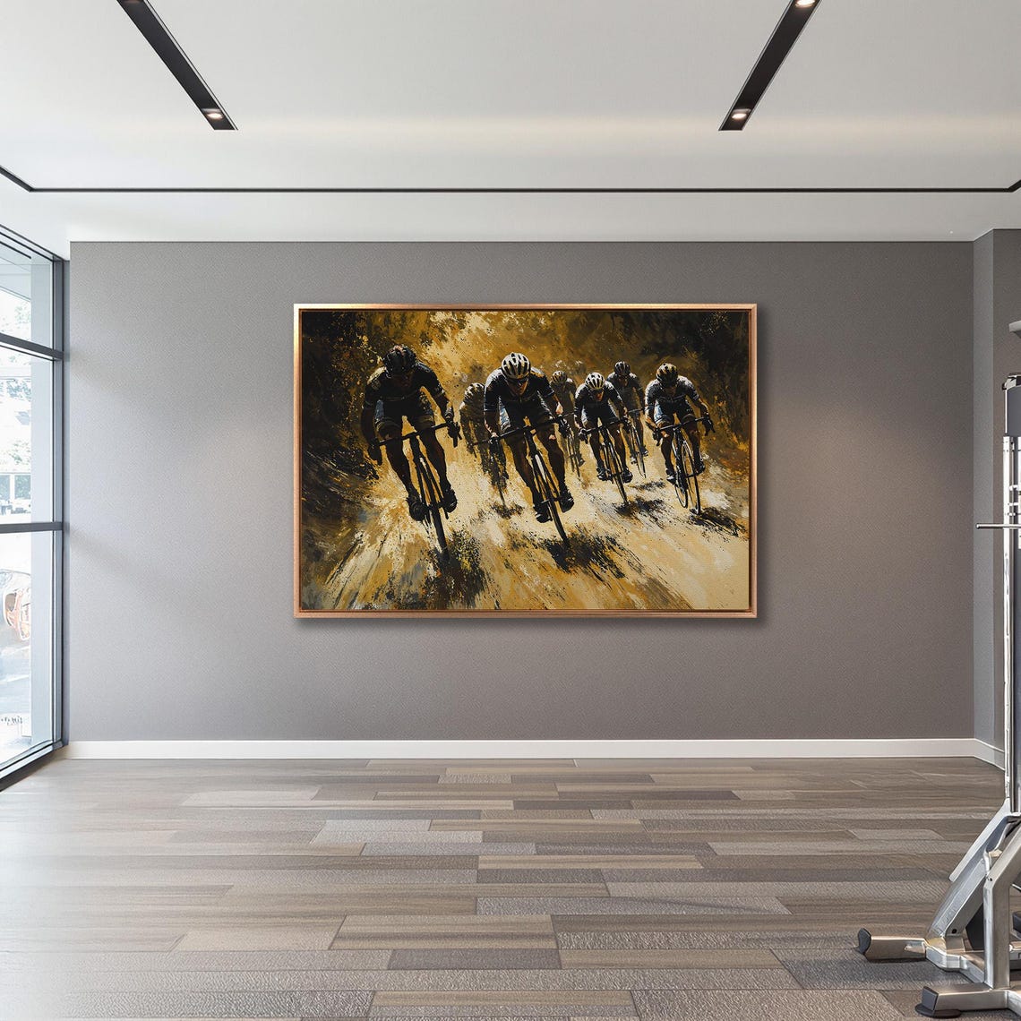 Golden Hour Cycling Race Peloton Painted in Sepia Style Poster - Image 3