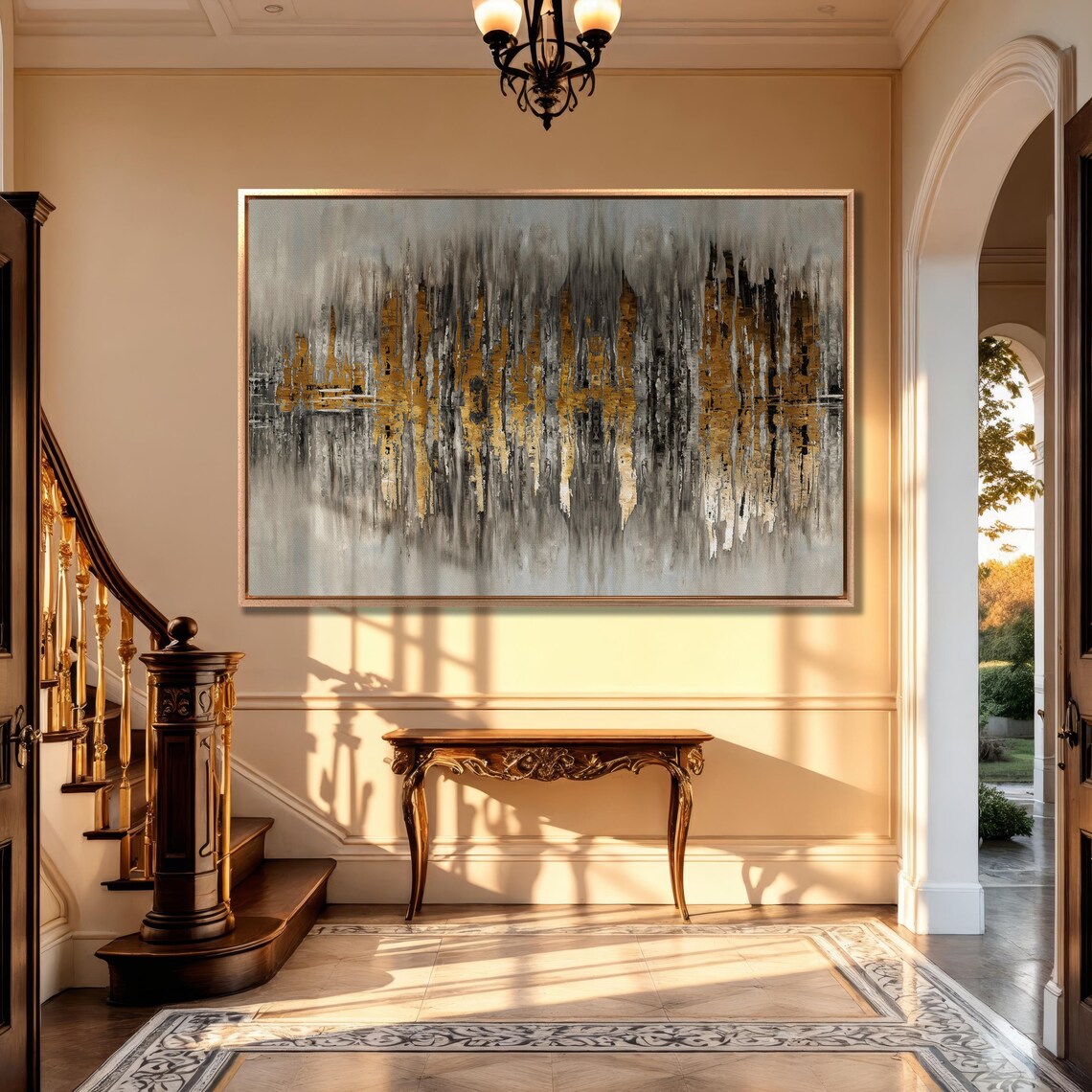 Gold And Grey Abstract Art Print, Contemporary Decor - Image 5