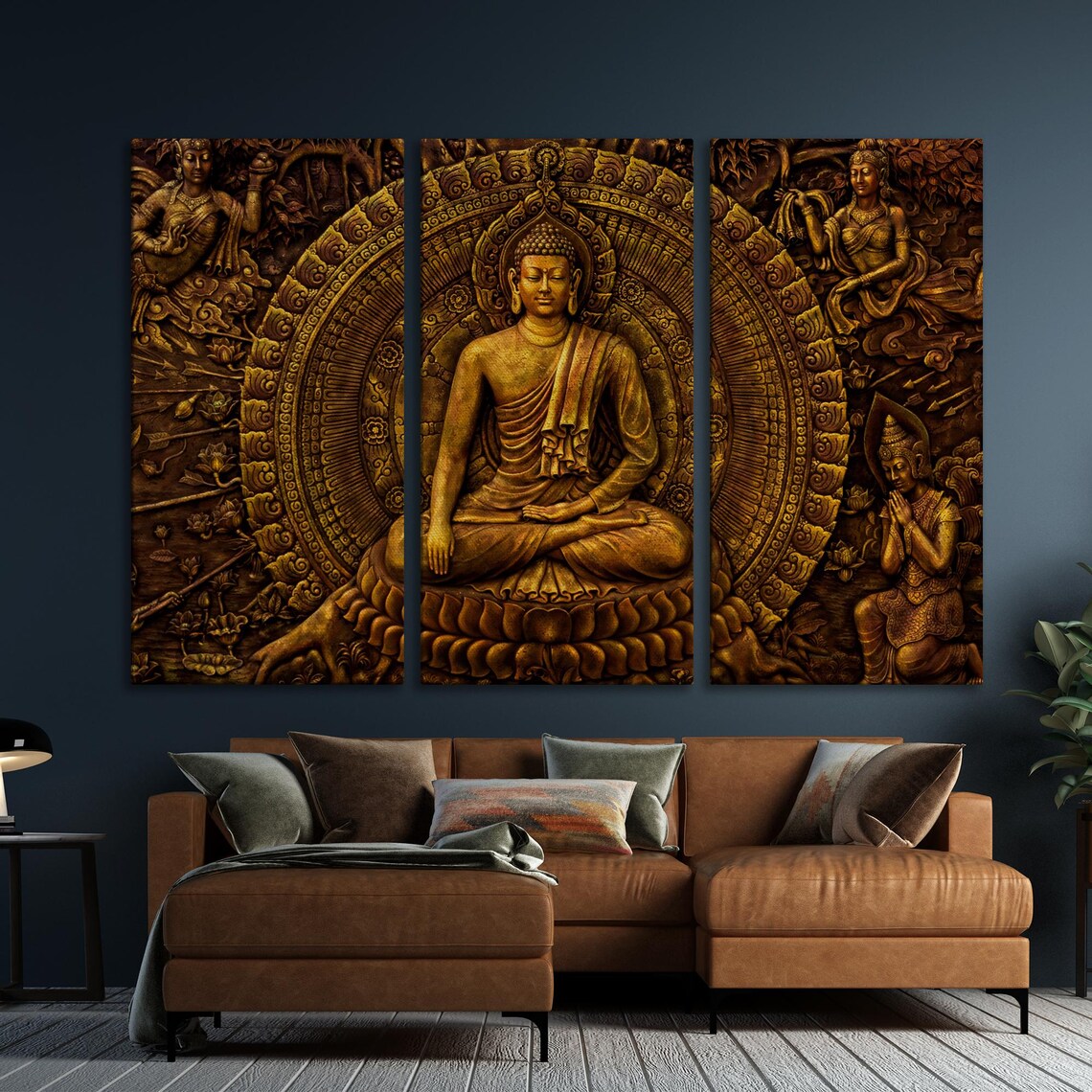 Golden Buddha Ornament Art Print, Buddhist Symbol - Image 5