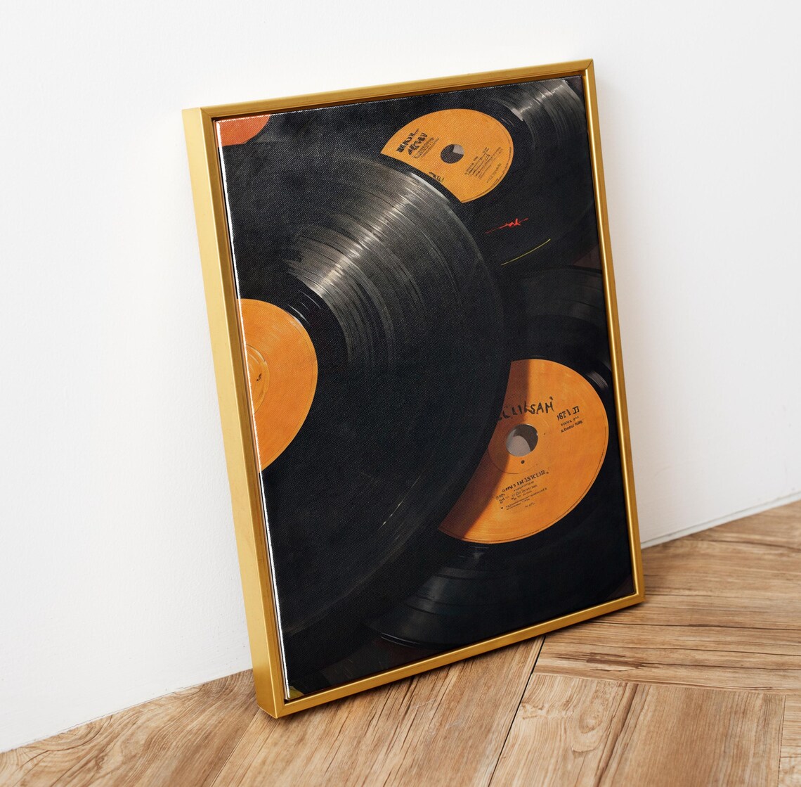 Vinyl Records Orange Labels Close Up Grooves Retro Music Photo Poster - Image 5