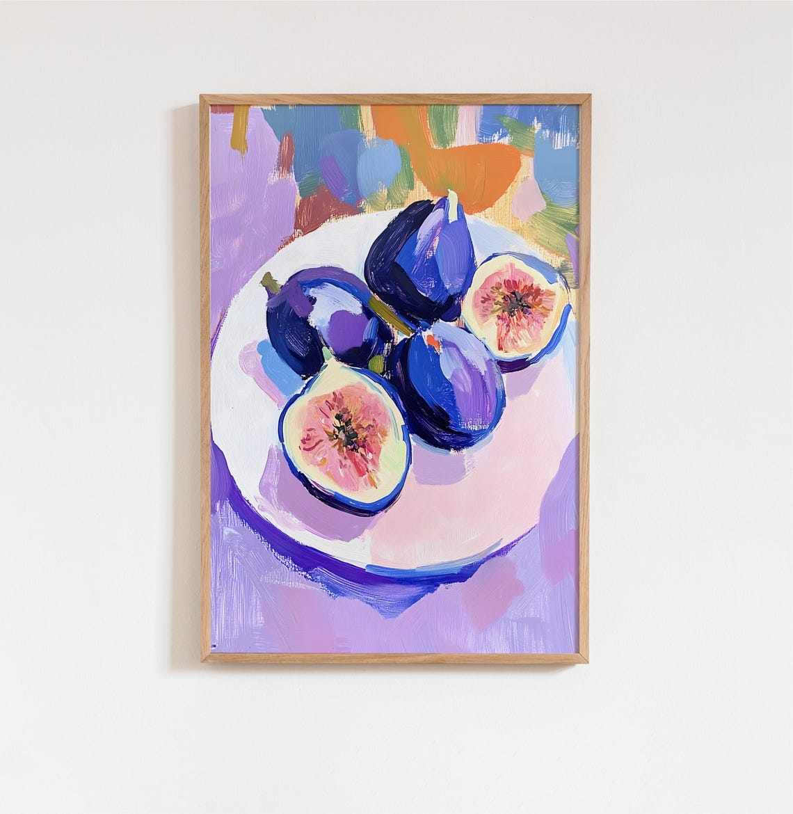Purple Figs on Plate Acrylic Still Life Dopamine Food Poster