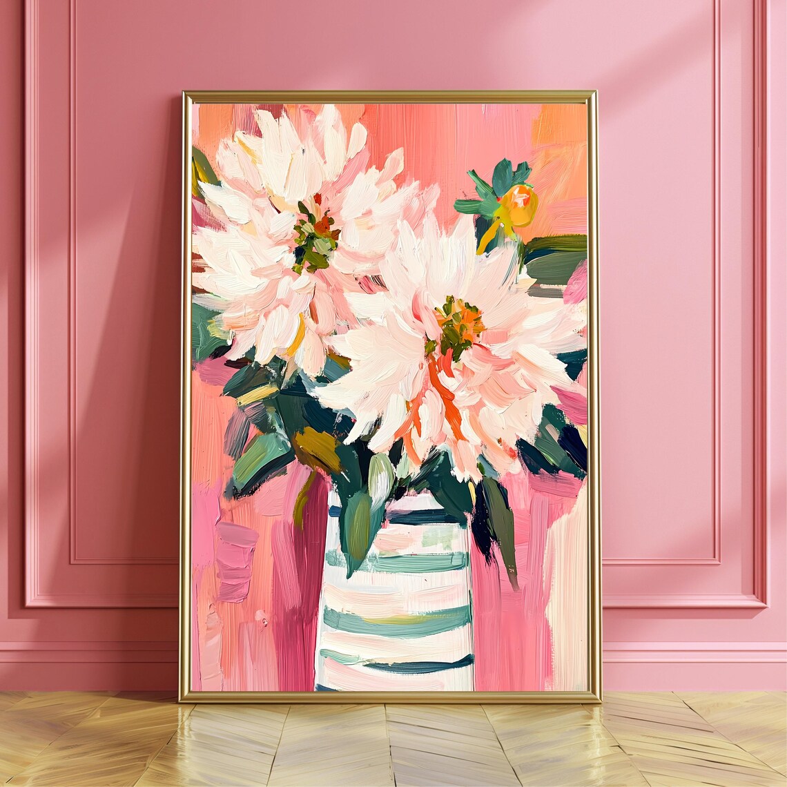 Bold Dahlia Floral Art Print, Matisse Style