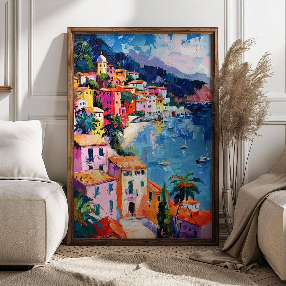 Colorful Europe Travel Print Mediterranean Coast Wall Art France Travel Gift French Riviera Wall Decor Cte Dazur Blue Coast