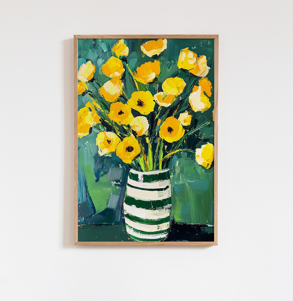 Yellow Flower Oil Painting, Matisse-Inspired Floral Print