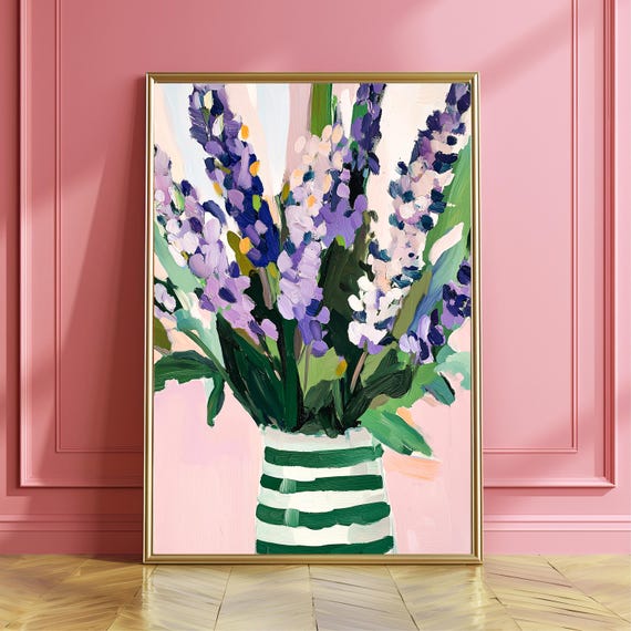 Lavender Flower Oil-Painting Abstract Floral Art Print