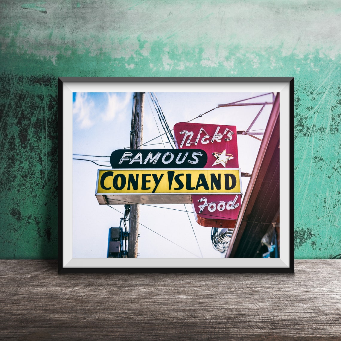 Nick's Famous Coney Island Food Vintage Diner Sign Photo Poster