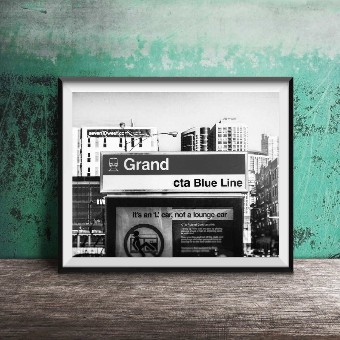 Grand CTA Blue Line Station Sign Chicago L Train Photography Poster - Image 2