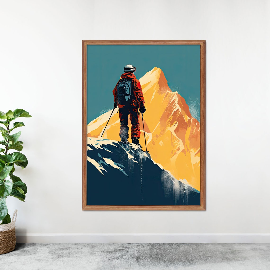 Golden Summit Skier At Snowy Peak Retro Alpine Sports Poster - Image 3