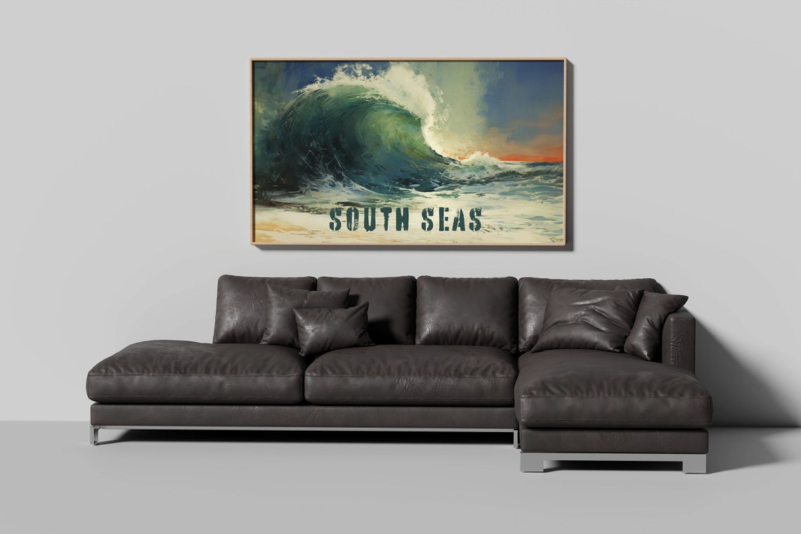 South Seas Ocean Print Coastal Sea Surf Poster Art Pacifica Nursery Decor Modern Chic