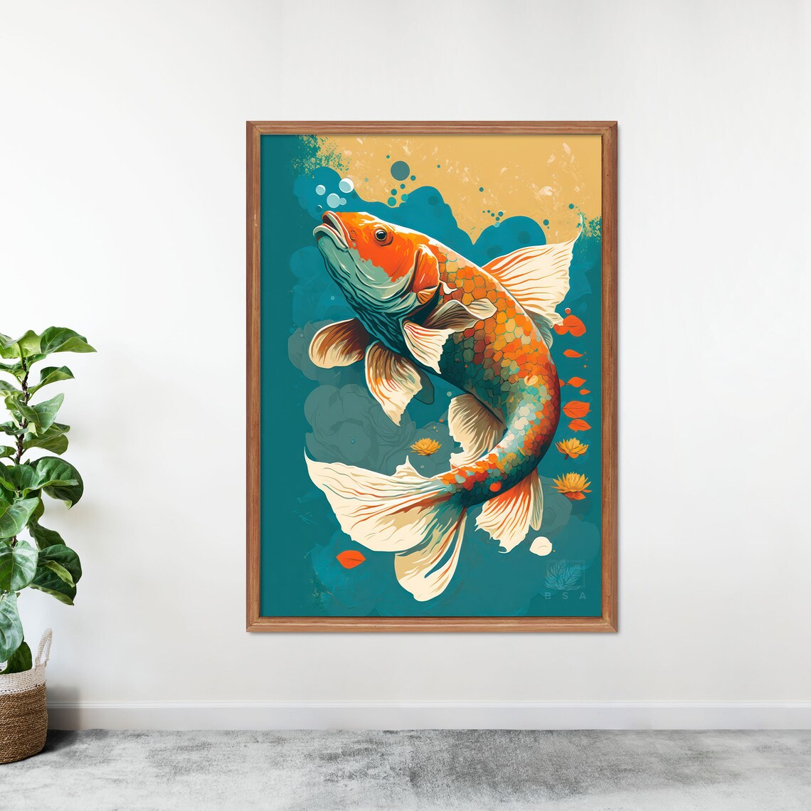 Modern Chic Koi Fish Poster Japanese Artwork Prints Japandi Art Deco - Image 3