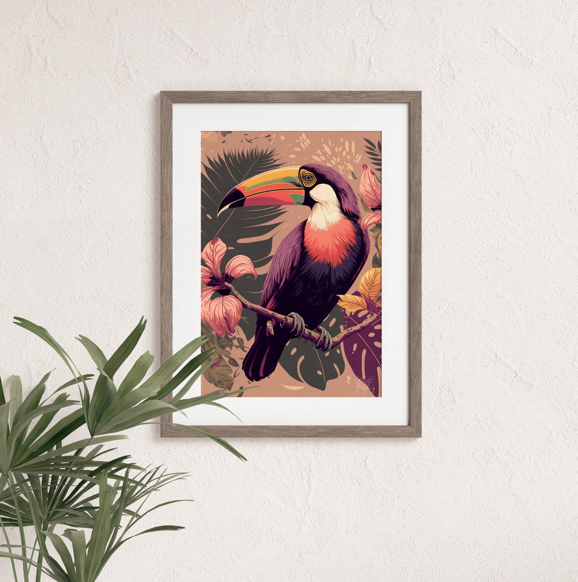 Colorful Toucan Tropical Bird Among Lush Leaves Artwork Poster - Image 2