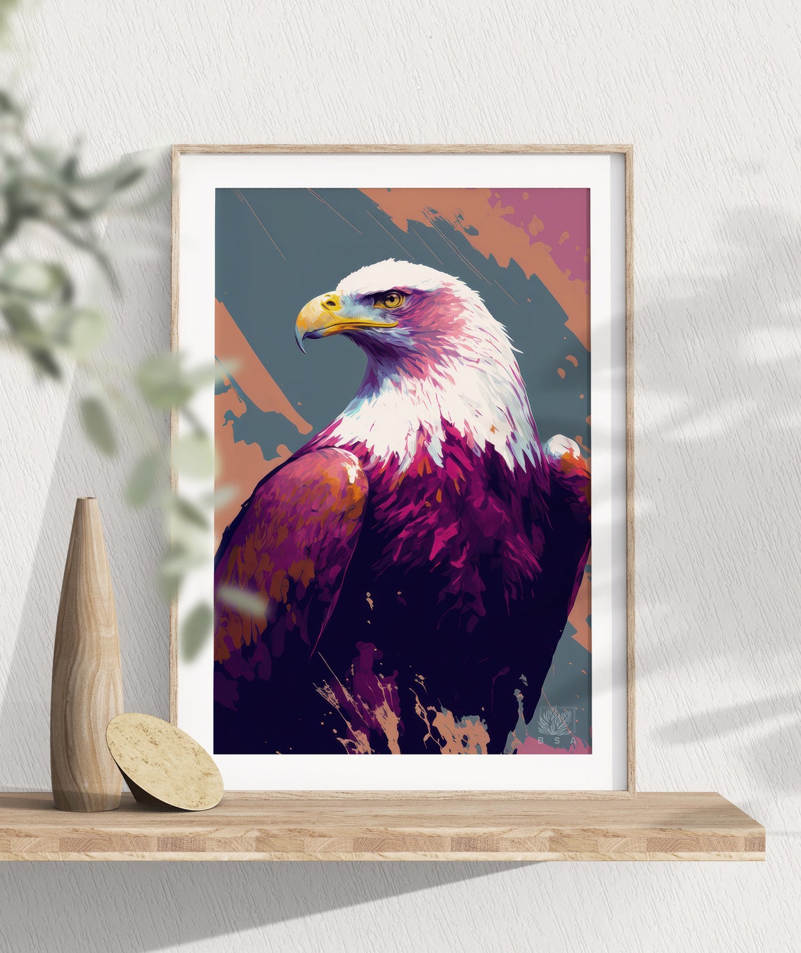 Bald Eagle Portrait Poster Bold Magenta Pop Art American Bird Decor - Image 3