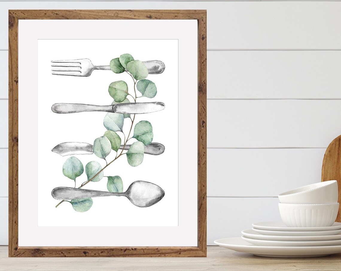 Ship Silver Utensils And Eucalyptus, Kitchen Decor