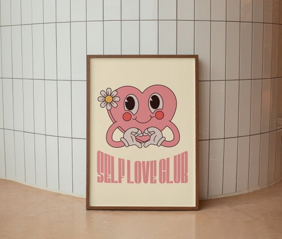 Self Love Club Retro Affirmations Wall Print Positive Affirmations Retro Wall Decor Prints Art Art