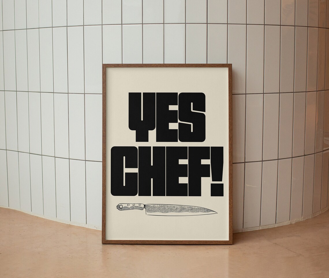 Yes Chef Mid-Century Kitchen Quote Art Print - Image 4