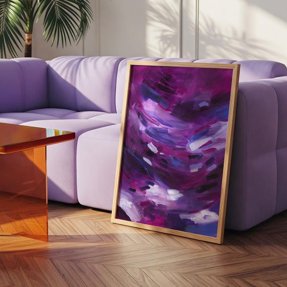 Violet Wall Art Print Moody Abstract Maximalist Room Dcor Trendy Colourful Poster Purple