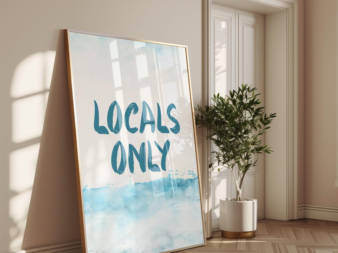 Locals Only Coastal Typography Wall Art Beach Inspired Print For Surf Shack Coastal Home Or Ocean Themed Decor - Image 2
