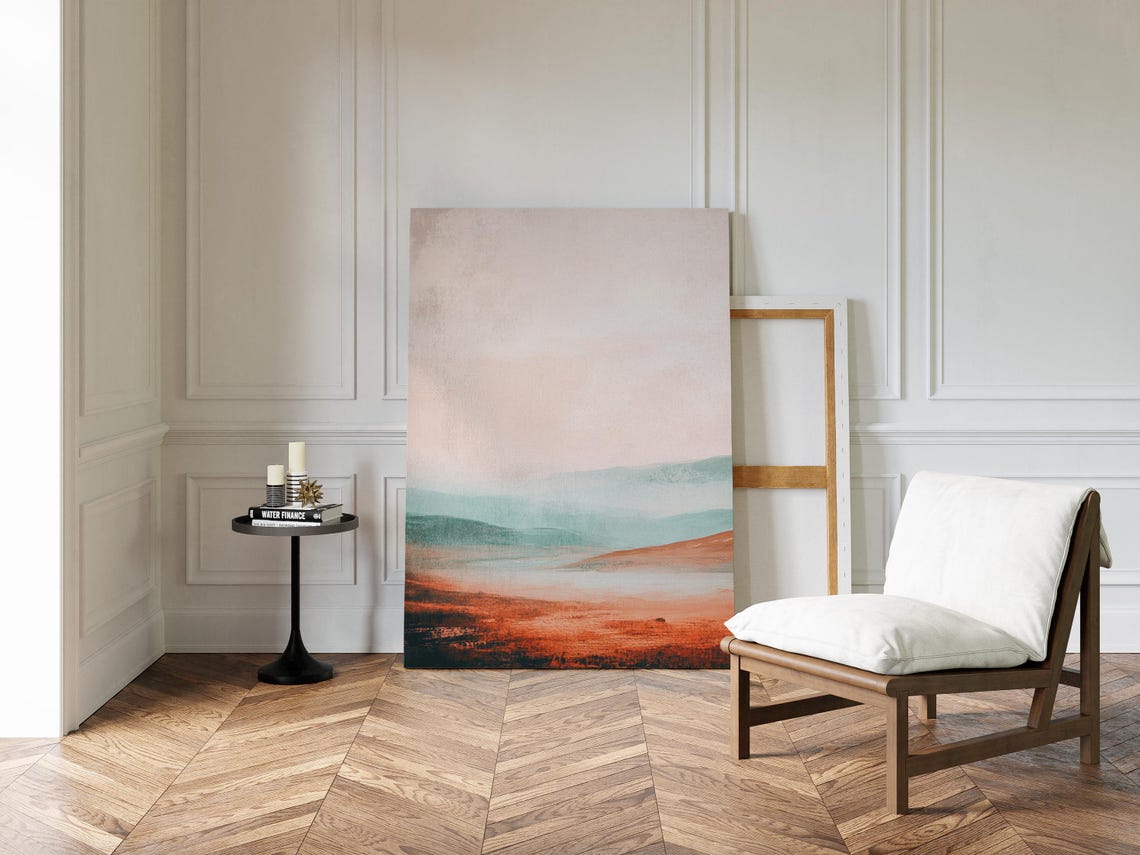 Abstract Landscape Earthy Reds Soft Teal Minimalist Desert Wall Poster - Image 2