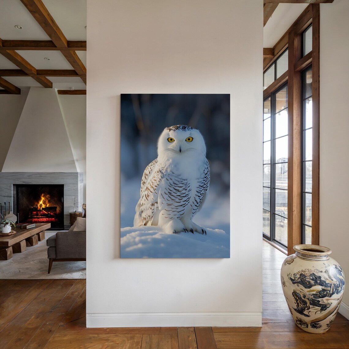 Majestic Snowy Owl Winter Arctic Wildlife Photography Wall Art Print - Image 4