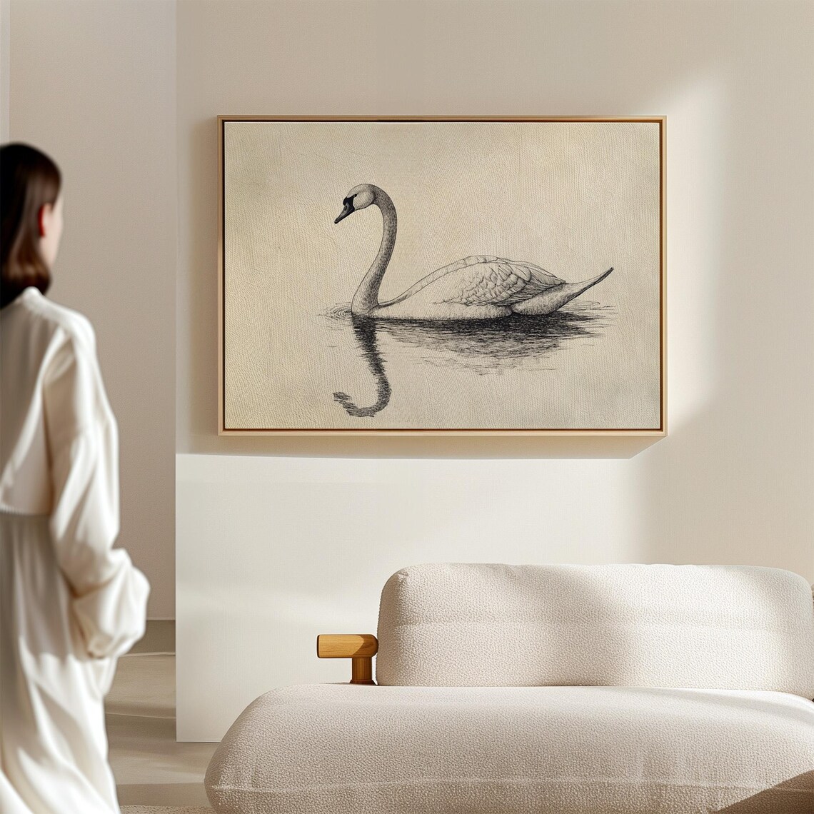 Graceful Swan Ink Drawing, Minimalist Bird Art - Image 2