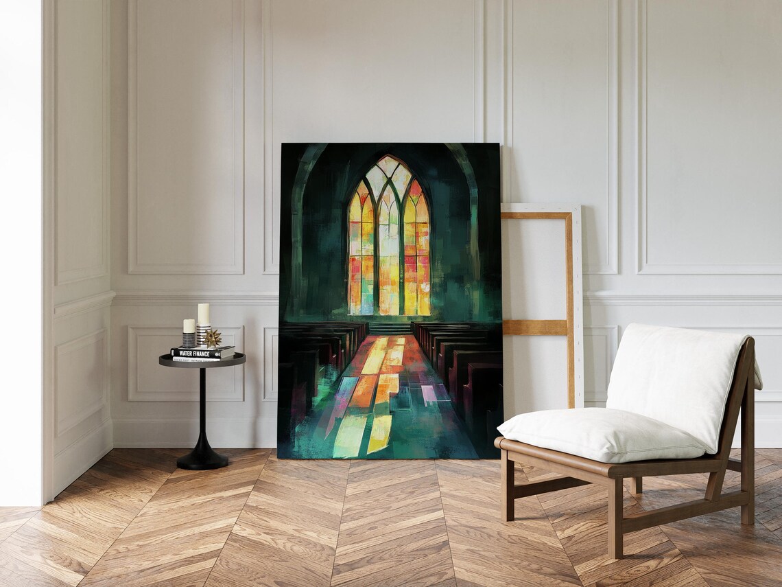 Stained Glass Church Window, Christian Worship Art Print - Image 2