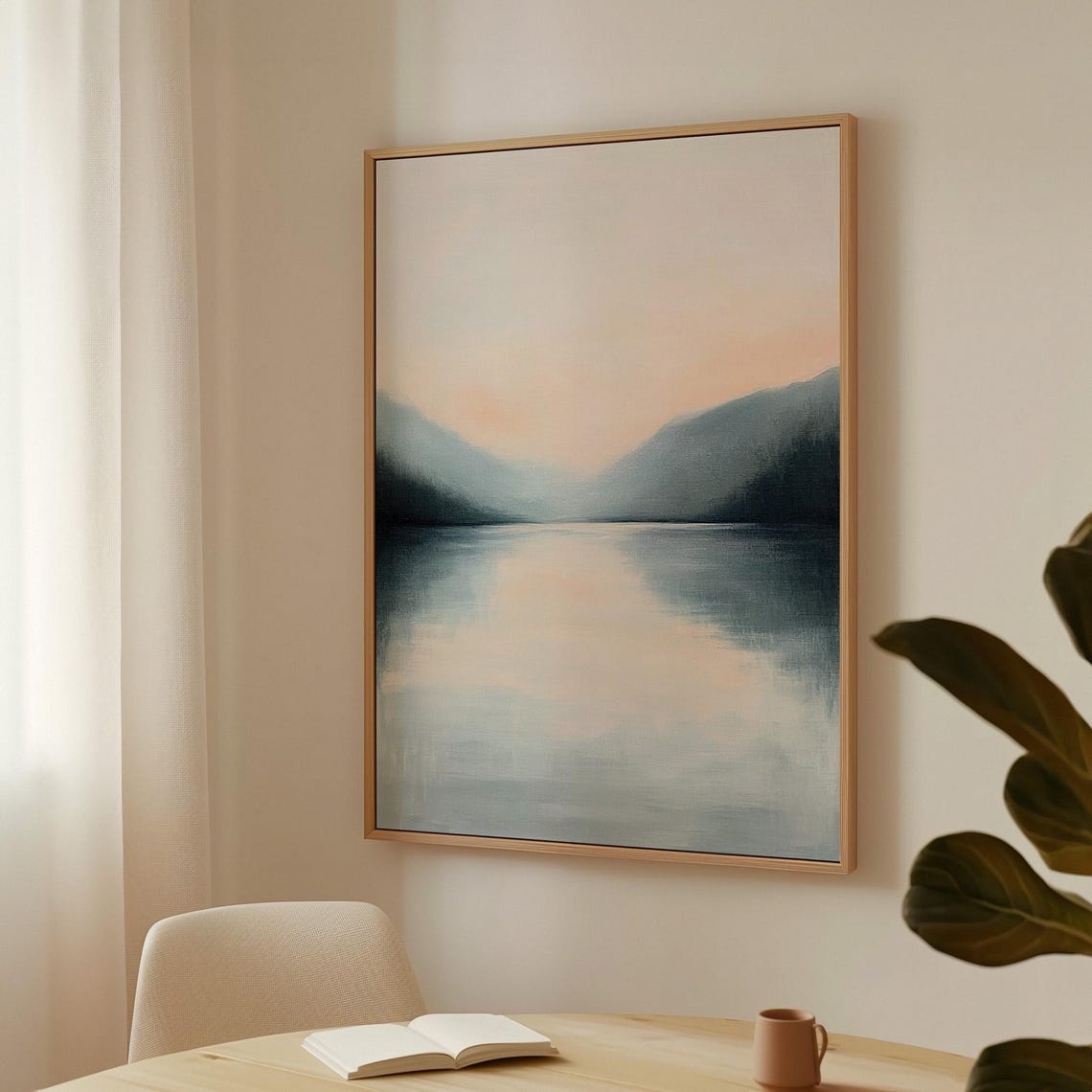 Minimalist Lake Landscape With Soft Pastels And Reflective Waters Wall Art Prints - Image 5