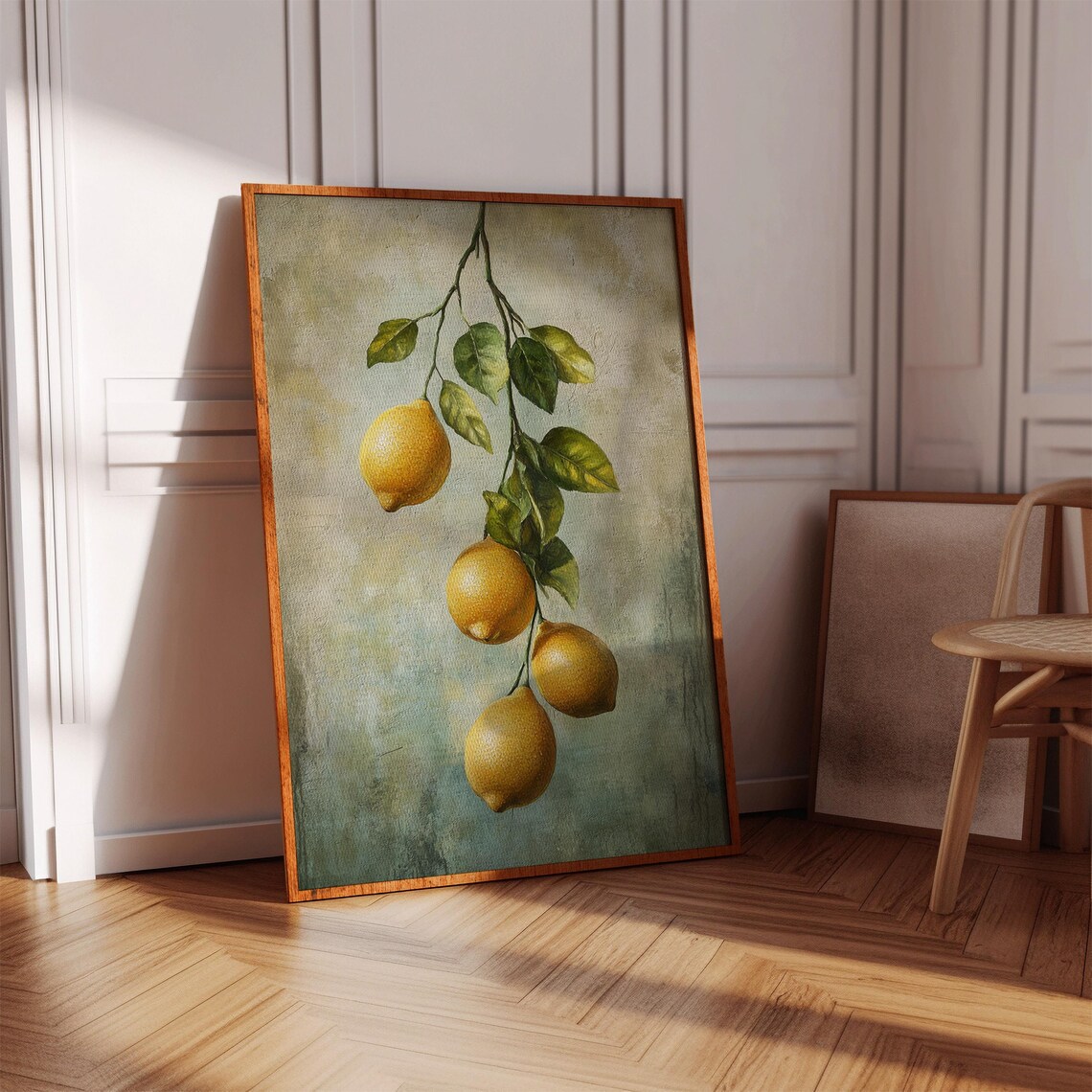 Lemon Branch Still Life, Rustic Mediterranean Decor - Image 3