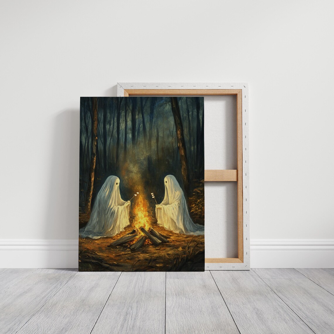 Ghosts Roasting Marshmallows, Cozy Spooky Art - Image 4