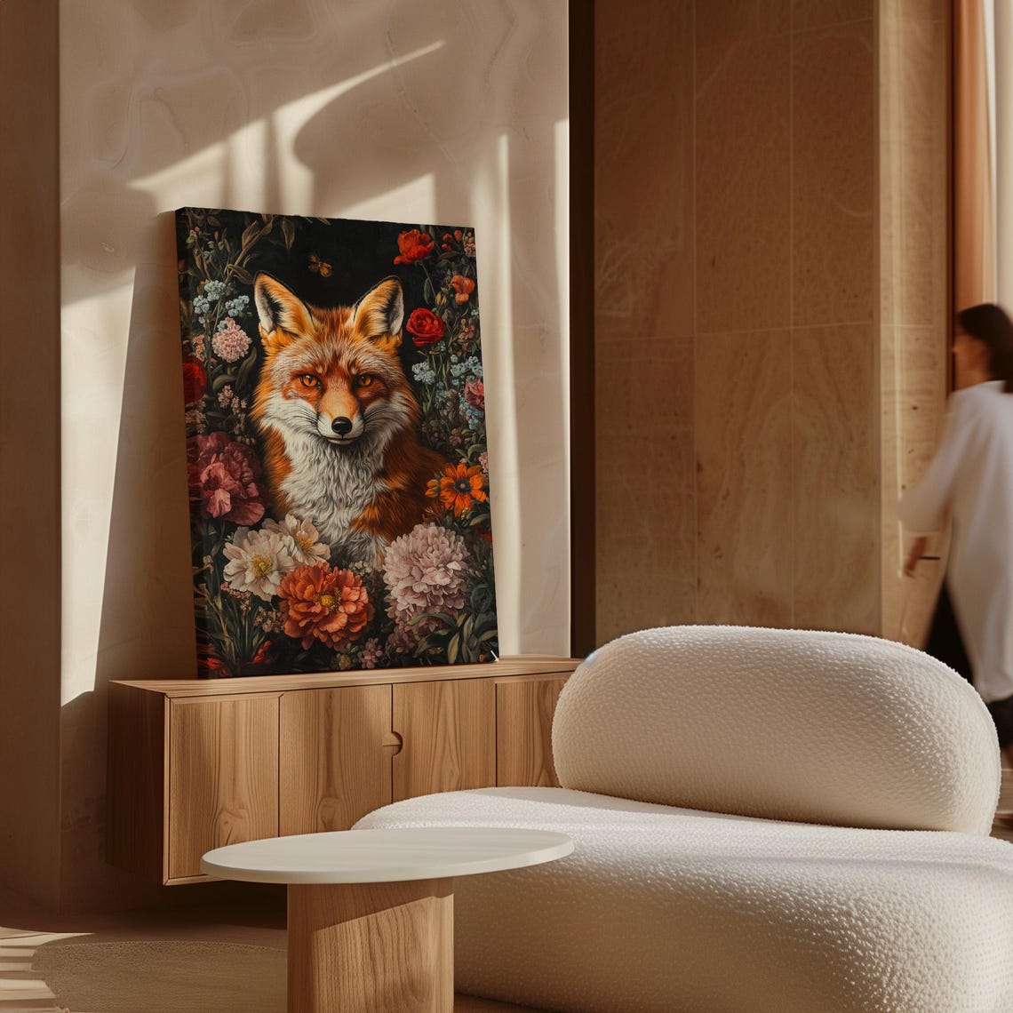 Red Fox Floral Portrait Wildflower Dark Botanical Rustic Nature Poster - Image 5