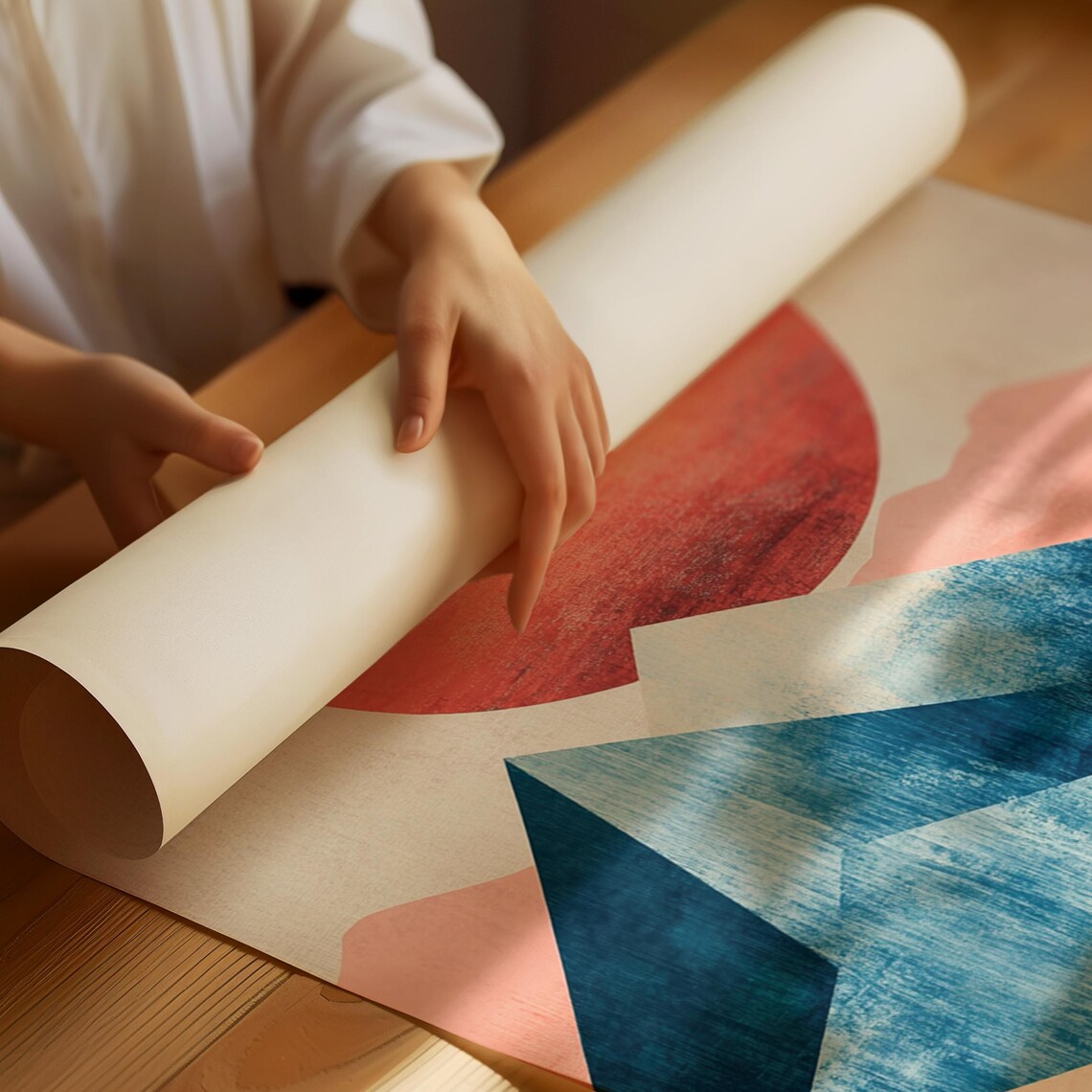 Abstract Sunset Mountain Poster, Modern Geometric Landscape - Image 2