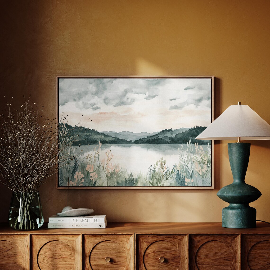 Peaceful Forest Lake Watercolor Art Print - Image 5