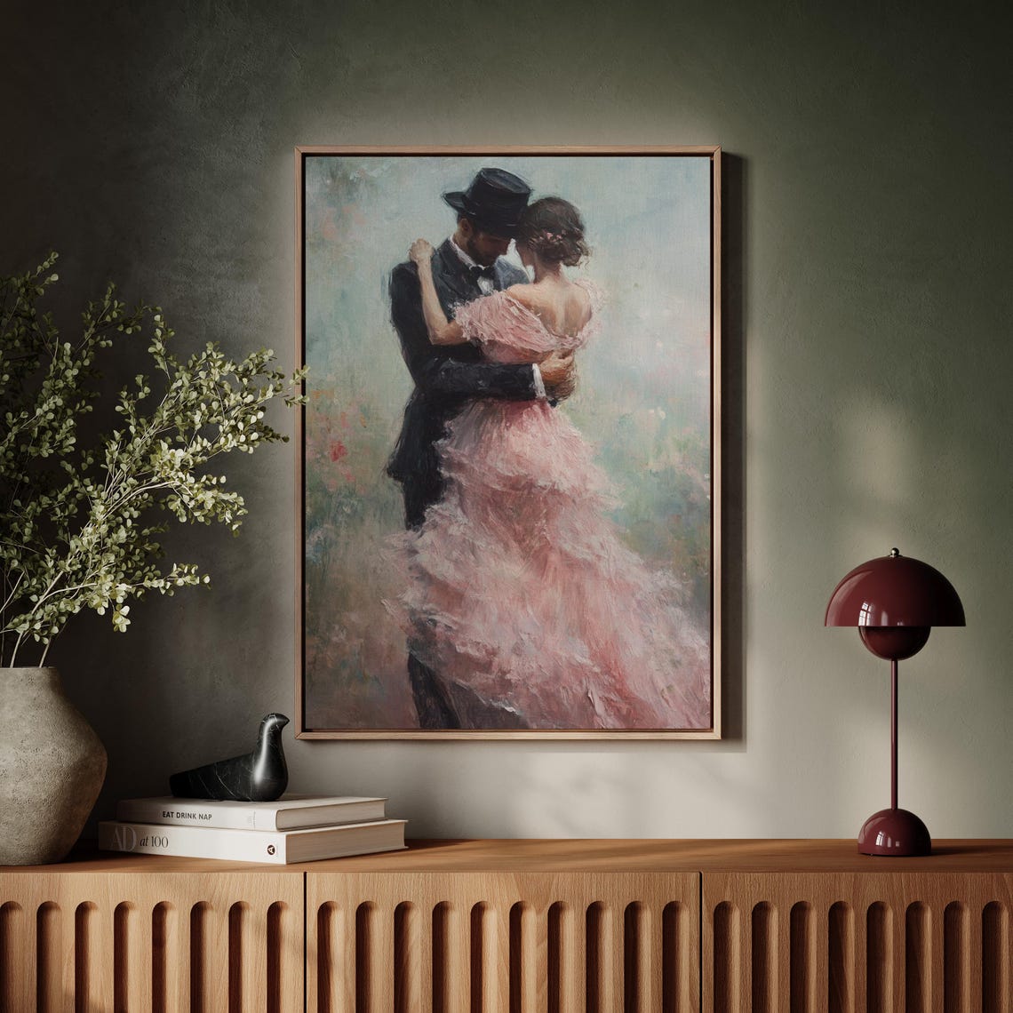 Romantic Couple Dancing Pink Gown Impressionist Love Art Print - Image 5