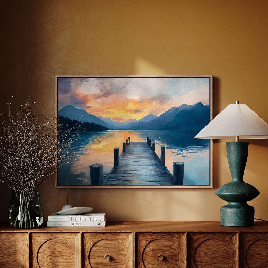 Sunset Over Serene Lake, Tranquil Landscape - Image 2